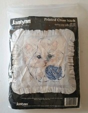 Janlynn Kitten and Yarn Pillow Pre Assembled Stamped Cross Stitch Kit #80-124