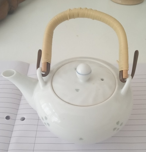 White glossy ceramic teapot - ceramic, 4