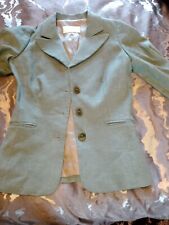 Ronit zilkha ladies linen blend jacket sz8 green button closure long sleeve 