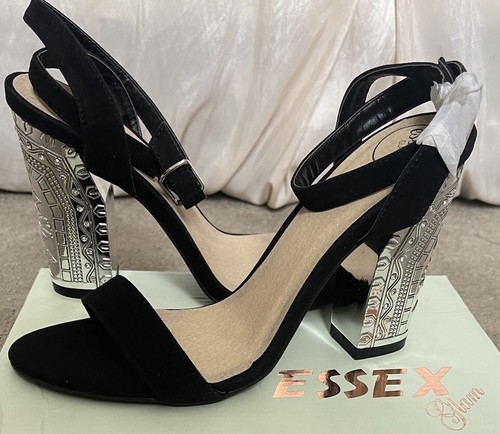 Black faux suede - faux, silver