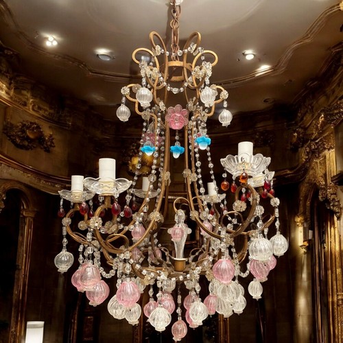 Rare light murano chandelier - 6-light,
