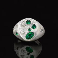 Emerald Sterling Silver Signet