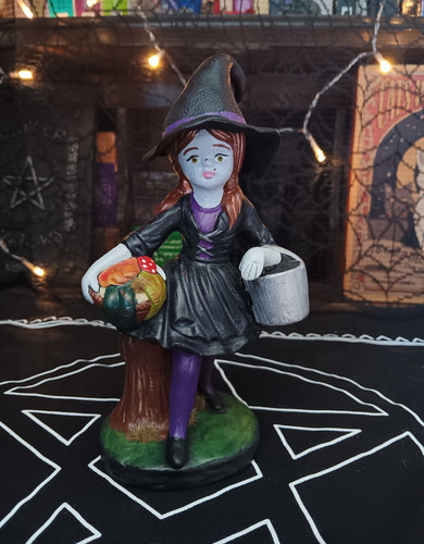 Hand painted witch figurine - witch,