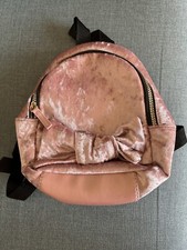 Primark Ladies Girls Pink Crushed Velour Bag/ Backpack