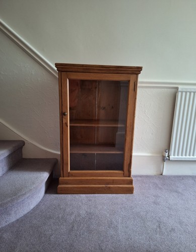 Antique pine glazed cupboard - antique,
