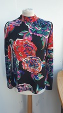 Kim & Co Printed Soft Touch Long Sleeve Top with Shirring new medium  QVC bxc
