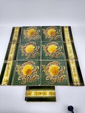 Set Of Victorian 13 Majolica Fireplace Tiles