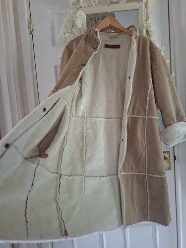 Long tan shearling afghan - long,