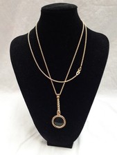 Christian Dior Round Magnifying Glass Necklace.  Chain 90 cm Pendant 7.25 cm.