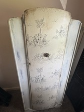 Vintage Shabby Chic Wardrobe With Rail And Shelves. Key To Lock Door