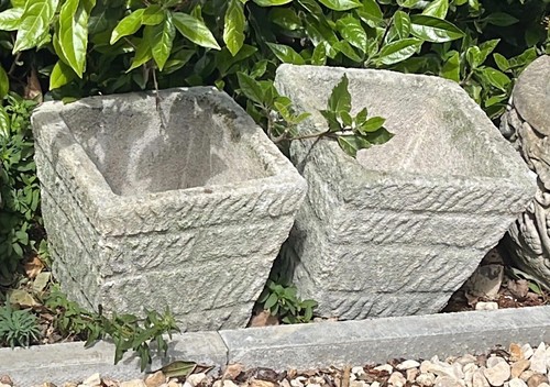 Pair vintage garden stone - pair,