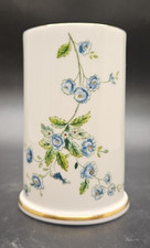 Coalport - Bone China White & Blue Floral small posy Vase - 8.5cms tall