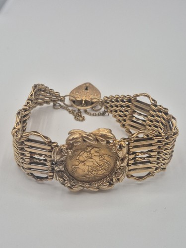 Vintage 9ct gold gate bracelet - vintage,