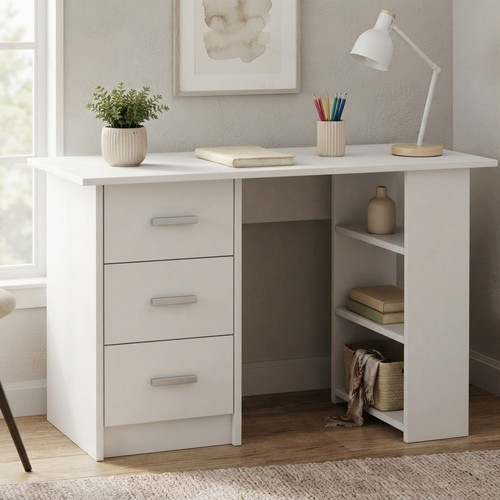 Lacquered white writing desk - lacquered,
