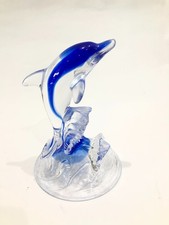 Vintage  Blue Glass Dolphin