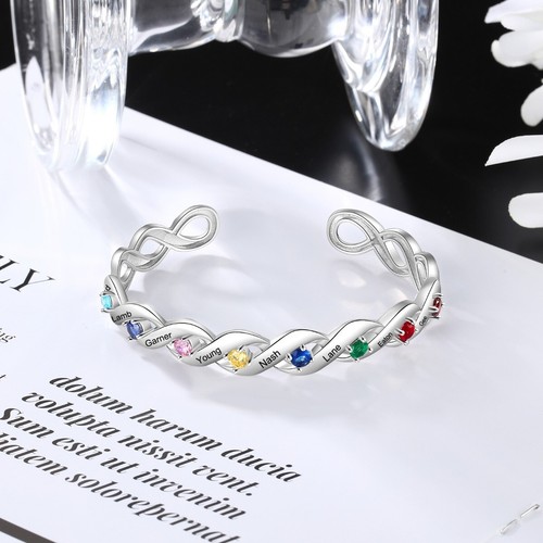 Personalized birthstone bangle - birthstone,