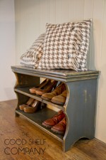 Hallway Shoe Storage Bench Seat finished in Reclaimed Distressed Vintage Grey