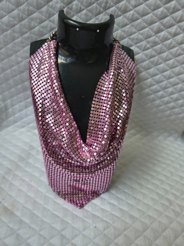 Pink chainmail style scarf - pink,
