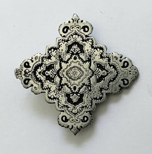 Vintage Silver Tone Metal Crusader Type Cross 4.6 cms Religious Brooch