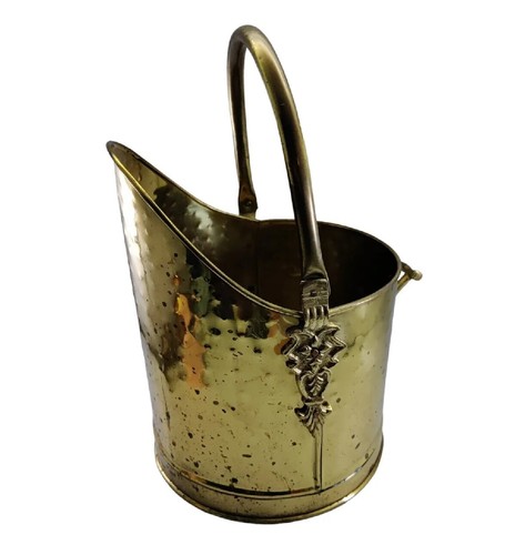 Vintage hammered brass coal - vintage,