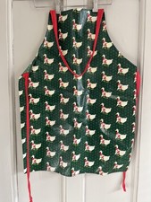 Vintage Green PVC Apron With Ducks Red Ties Wipeable Retro Small