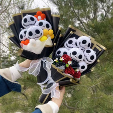 Halloween Jack Skellington Plush Bouquet Doll Toys with Soap Rose Flower Terror