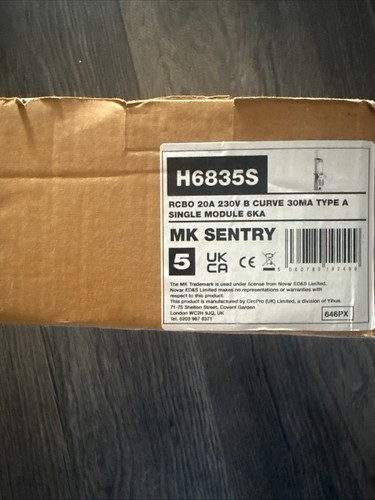 Sentry rcbo 20a - mk, b