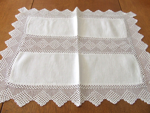 Vintage white cotton hand - vintage,