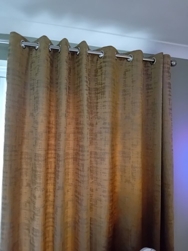 Gold velvet eyelet curtains - gold,