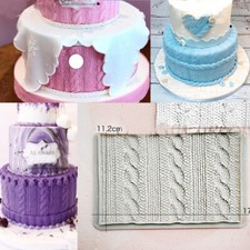 Knitting Silicone Fondant Mould Baking Chocolate Cake Wave Embosser Border Mold