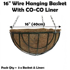 16" Wire Hanging Basket + Coco
