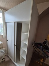 White Wardrobe W/2 Sliding Doors Hanging Rail & 5 Shelves By AUSTINSUITE
