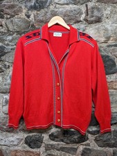 GRAZIA Made In Italy Vintage Red cardigan with Shoulder Pads UK20 CG N25