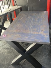 Distressed Funky Dining Table With Heavy Duty X Shape Metal Legs