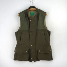 Chrysalis Shooting Vest Mens Large Olive Green Tweed Wool Field Gilet Waistcoat
