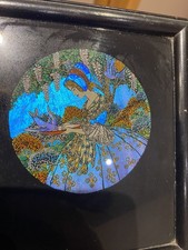 Vintage Butterfly Wing Picture - Framed -  Regency, Lady Feeding Bird