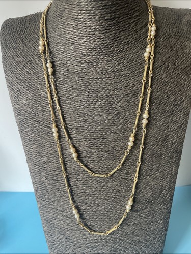 Vintage long gold tone faux - vintage,
