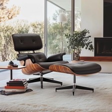 Black PU Leather Chaise Lounge