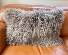 Curly Wool Tibetan/Mongolian Sheepskin Bolster/Boudoir Cushion Cover 60 X 40cm. 