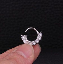 Sterling Silver Pin Diamond Cut Nose Lip Cartilage Helix Tragus Hoop Stud Rings