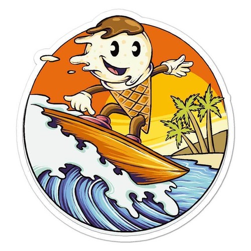 Ice cream cone - surf, sticker