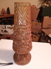 Hand crafted wooden vase 10" tall
