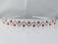 Bridesmaid Prom made with Swarovski Pink Crystal Plated Headband Tiara T1079p