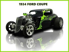 1934 Ford Coupe Hot Rod NEW METAL SIGN: 12 x 16" and Free Shipping
