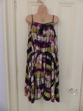 Next Runway Collection UK16T BNWT RRP£38 silky multicoloured dress elastic waist