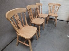 Set of 2 Beech Fiddle-Back Chairs- Medium Brown Wax- Choice of Colours Available