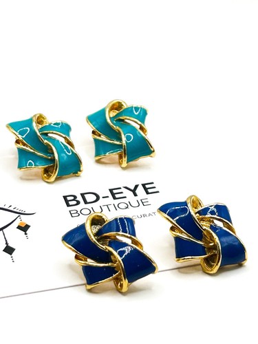 Vintage blue enamel - enamel, ribbon