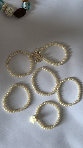 Cream faux pearl stretch - 6,