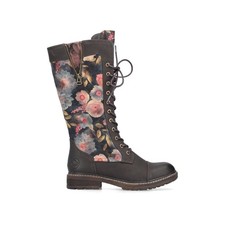 Rieker 94731-91 | Floral Pattern | Ladies Vibrant Long Zip/lace Boots
