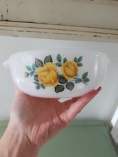 Vintage 1960s Phoenix Opalware Yellow Rose Side Bowl Mid Century